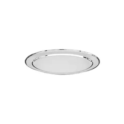 stainless steel oval plate platter 25cm heavy duty rolled edge 