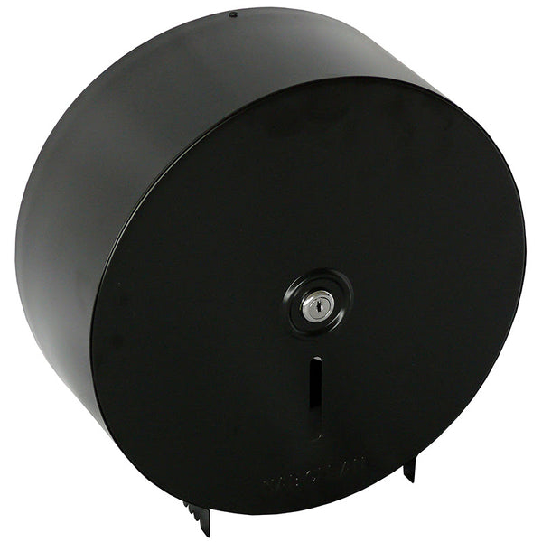 black  jumbo roll dispenser single rolled metal steel lockable 