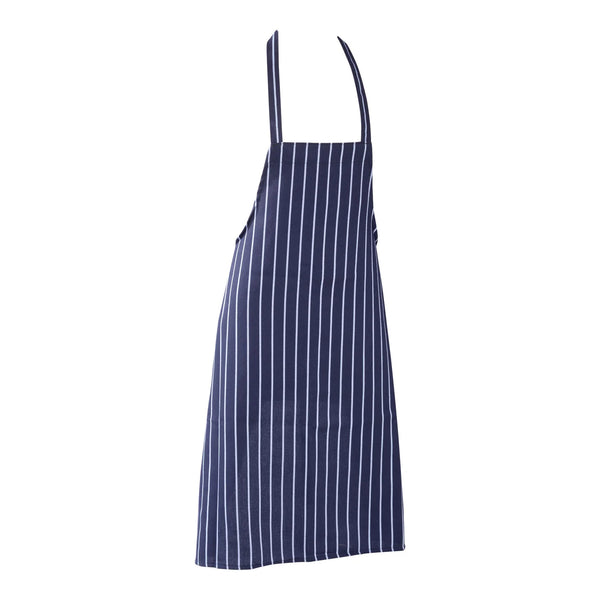 navy blue and white bib apron 