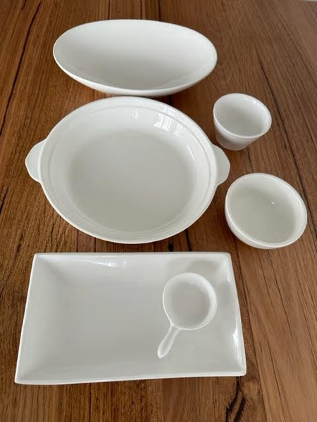 Plate Platter & Bowl Set White Triple A Crockery 6 Piece DISH-TRIPLEASET
