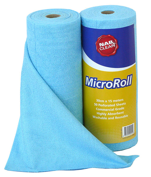 Microroll Blue Microfibre 15 Meter Roll 30x30xcm Sheets MRB