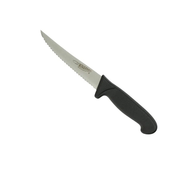 13 cm utility knife serrated stainless steel with black handle