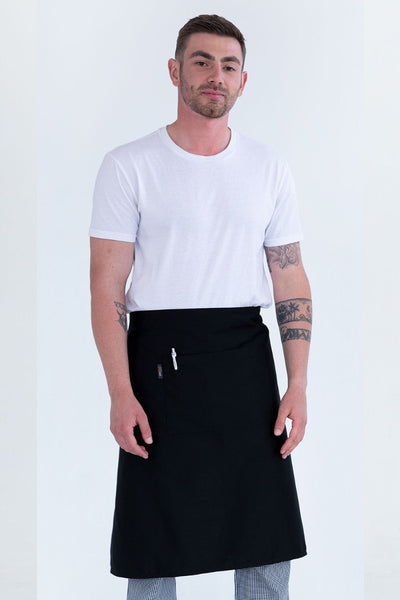 waiters apron black 3/4 with pocket 