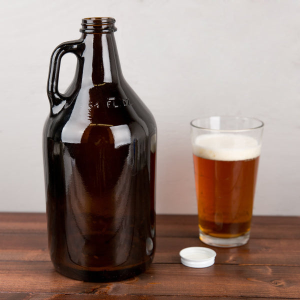 Amber Growler Bottle 64oz With Safety Cap