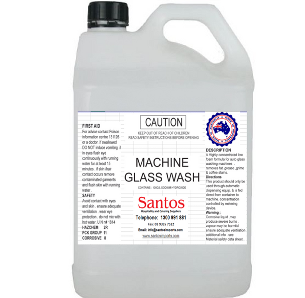 Auto Machine Glass Wash Liquid 5lt Drum Santos