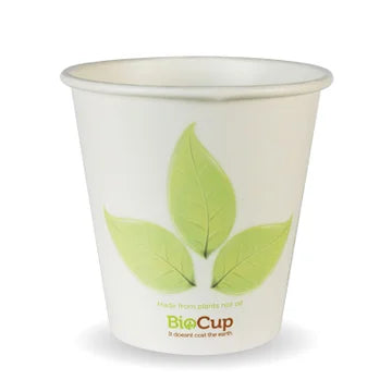 Single Wall Leaf  BioCup Coffee/ Water  6oz (80mm) Cups Bx 1000