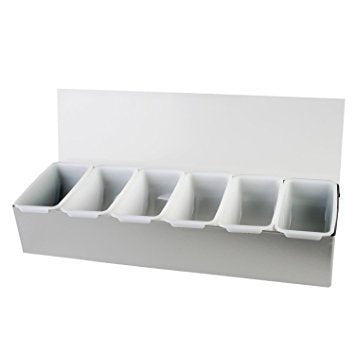 Condiment Fruit Ingredient & Garnish Tray With Lid 6 Compartment Bar Caddy S/S