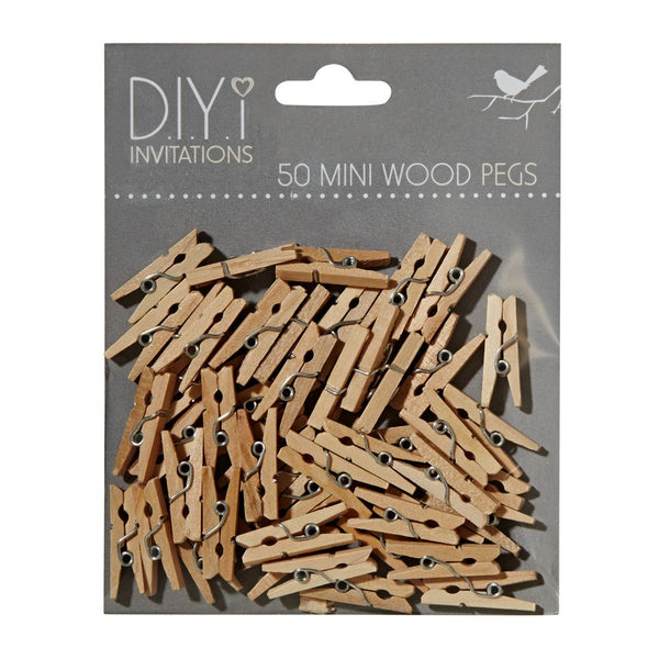Mini Wooden Pegs Pack Of 50