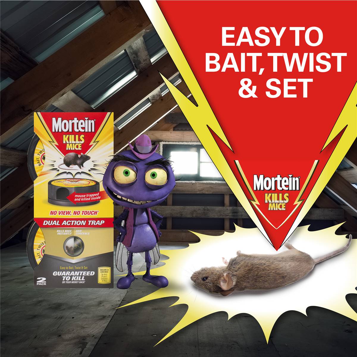 Mortein Dual Action No View No Touch Mice Mouse Trap Pack 2 Santos