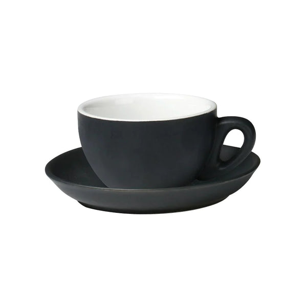 matt black cappuccino coffee cup and saucer Box set of 6 