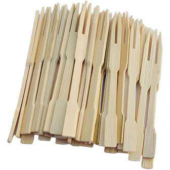 9cm mini bamboo wood cocktail food pick fork 