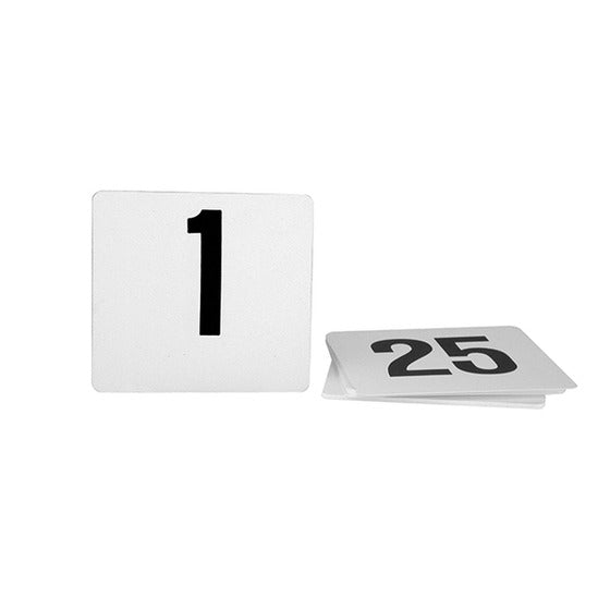 table number black on white 1-25