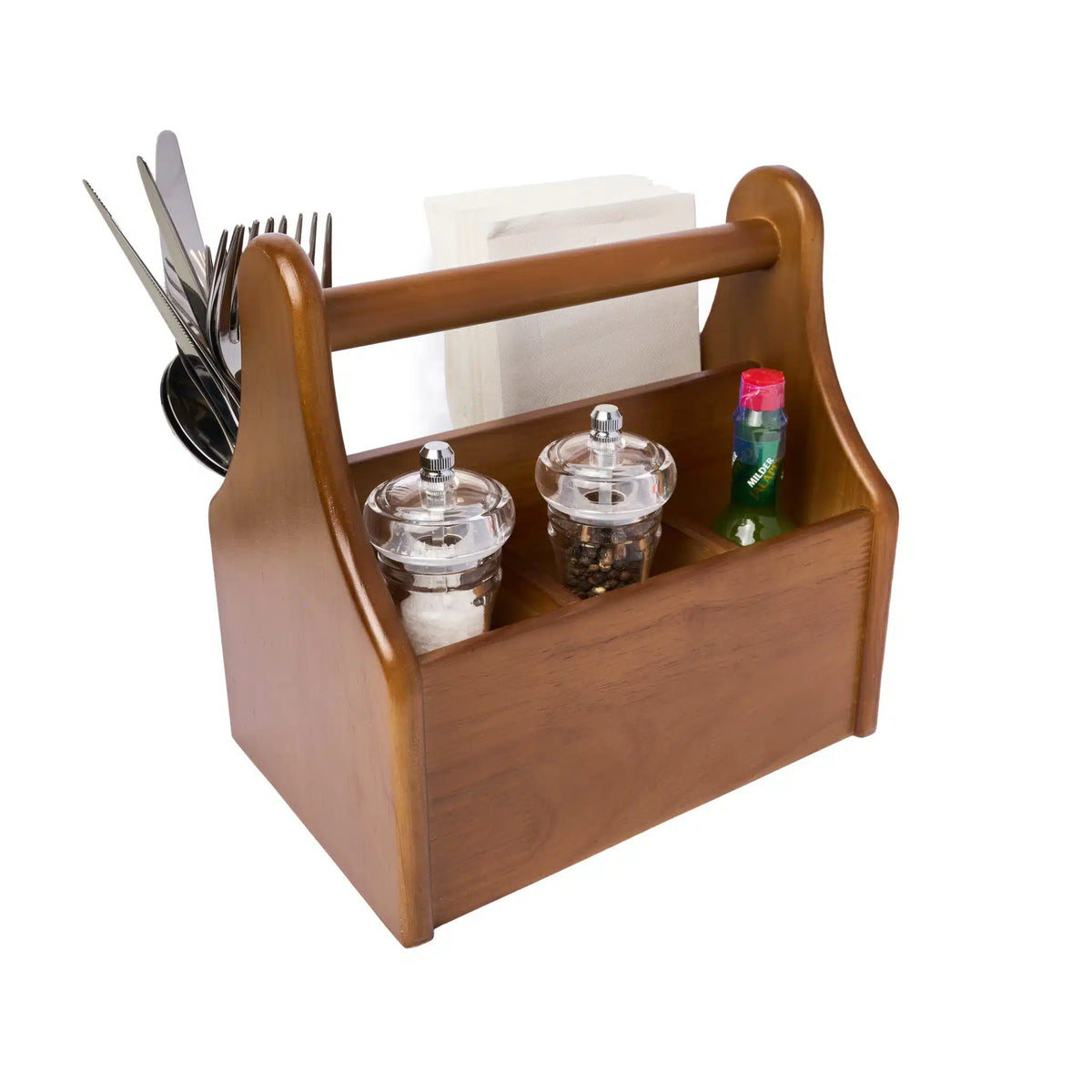 Table Caddy With Handle Brown Eco Wood Four Compartment 03104 – Santos ...