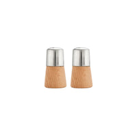Salt & Pepper Shaker Stainless Steel with Wood Base 40x70mm