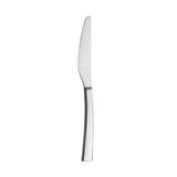 Silver dessert knife on a white background