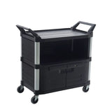 TRUST Commercial 3 Tier Large Utility Service Cart With Lockable Doors 18090