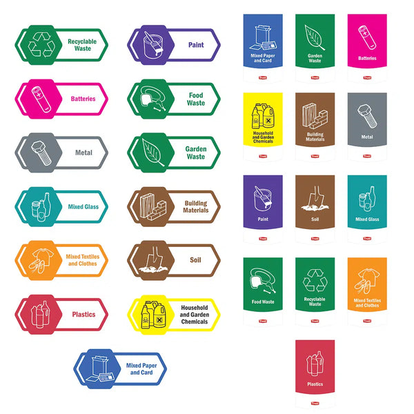 TRUST Commercial Waste Sorting Label Kit For Trust Bin & Lid 18215 (60 & 87lt) Label 18248/18249