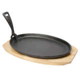 Sizzle Plate Oval With Wooden Tray 	23 X 14cm 19234