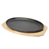 Sizzle Plate Oval With Wooden Tray 	23 X 14cm 19234