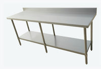 2400-6-WBB Economic 304 Grade Stainless Steel Table with splashback - 6 legs LARGE ITEM