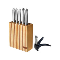Rubberwood Knife Block Set with Sharpener 7pc