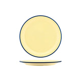 Vintage Yellow / Blue Rim Round Plate 255mm