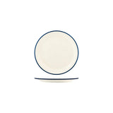 Vintage Cream / Blue Rim Round Plate 190mm