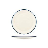 Vintage Cream / Blue Rim Round Plate 265mm