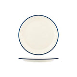 Vintage Cream / Blue Rim Round Plate 265mm