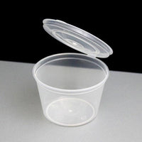 Sauce Container Round 28 ml Plastic With hinged Lid Pack of 50 Containers