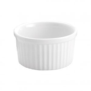 Souffle Dish Ribbed White Long Fine 65 x 30mm 40ml