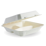 biopak biocane 3 compartment container  white 