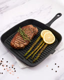 Cast Iron Skillet Frypan Square 23cm With Handle Commercial Chef Cookware 19228