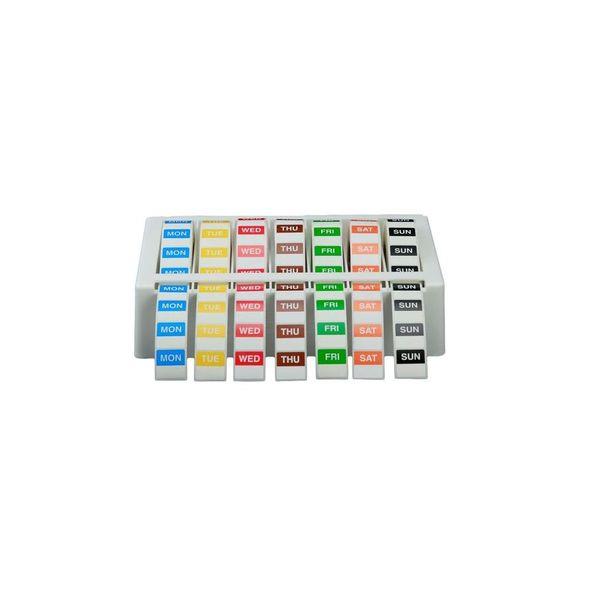 Set of colorful calendar labels on a white background
