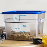 storage food container and blue lid clear  11.4 litre square 