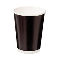 Paper coffee cup 12oz double wall black with lids 