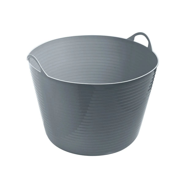 Gray flexible storage tub with handles plastics