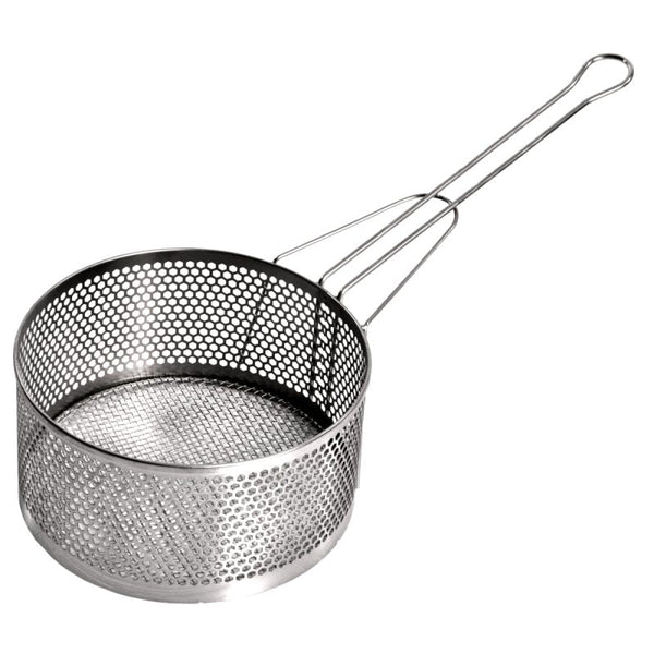 Round Fry Basket With Handle Chrome Plated Steel 20cm x 15cm x 15.5cm Thickness 4mm