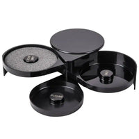 glass 3 compartment glass rimmer salt station black plastic