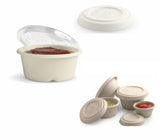 (Pack of 50) 60ml Natural Plant Fibre Sauce & Clear Lids BioCup B-SC-60-N-PF & B-SCL-60