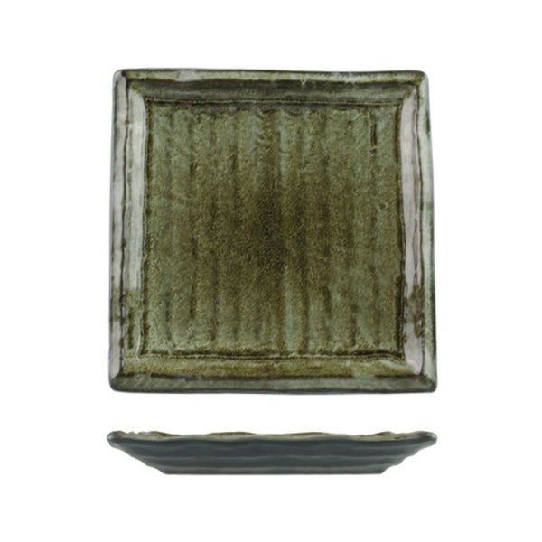 Plate green grey square 18.5cm x 18.5cm 