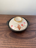 Japanese Earthen Clay Ceramic Pot 1100ml Donabe Cooking Pot Black With Sakura Lid 20.5cm Hand Made Casserole Stew Soup Pot