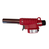 Red butane torch with a white background