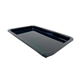 A rectangular black plastic tray with raised edges, shown at an angle on a plain white background.