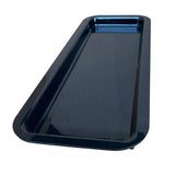 Black rectangular tray on a white background