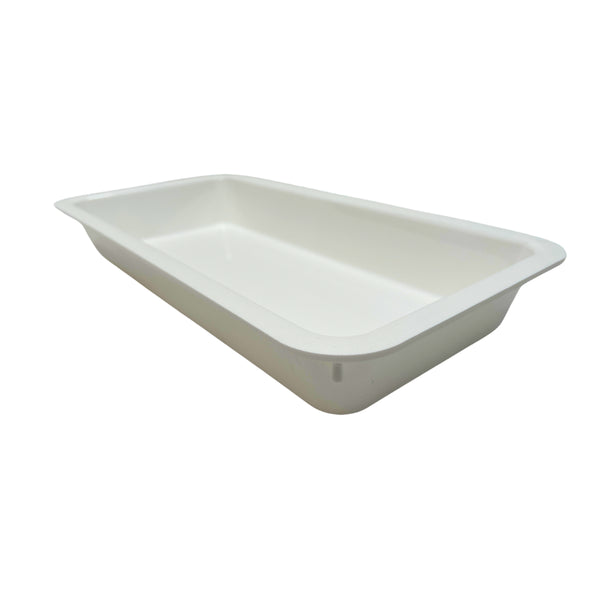 White plastic tray on a white background