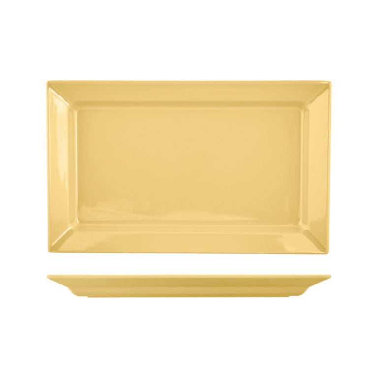 (Box of 12) Yellow Slant Rim Rectangular Platters 440x270x40mm MTP4309 ...