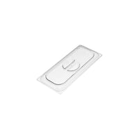 Clear polycarbonate lid designed to fit a 5 litre stainless steel container.