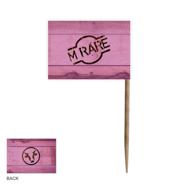 Steak Flag Food Marker Wood Bamboo Pack 200 Flags Medium Rare OTSMF200MR