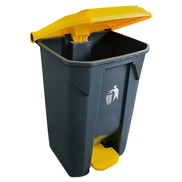 Pedal Bin 80 Litre Grey With Yellow Lid PBY80